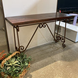 Rustic Wood Top w/ Wrought Cast Iron Legs CONSOLE TABLE 52Wx18Dx31H