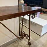 Rustic Wood Top w/ Wrought Cast Iron Legs CONSOLE TABLE 52Wx18Dx31H