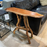 Arizona Artisan Live Edge w/ Turquoise Inlay & Sculptural Branch Base CONSOLE TABLE 36Wx12Dx29H