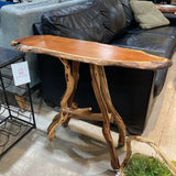 Arizona Artisan Live Edge w/ Turquoise Inlay & Sculptural Branch Base CONSOLE TABLE 36Wx12Dx29H