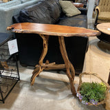 Arizona Artisan Live Edge w/ Turquoise Inlay & Sculptural Branch Base CONSOLE TABLE 36Wx12Dx29H