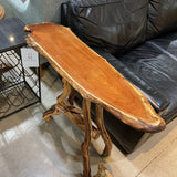 Arizona Artisan Live Edge w/ Turquoise Inlay & Sculptural Branch Base CONSOLE TABLE 36Wx12Dx29H
