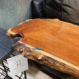 Arizona Artisan Live Edge w/ Turquoise Inlay & Sculptural Branch Base CONSOLE TABLE 36Wx12Dx29H