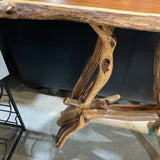 Arizona Artisan Live Edge w/ Turquoise Inlay & Sculptural Branch Base CONSOLE TABLE 36Wx12Dx29H