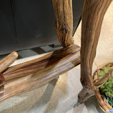 Arizona Artisan Live Edge w/ Turquoise Inlay & Sculptural Branch Base CONSOLE TABLE 36Wx12Dx29H