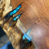 Arizona Artisan Live Edge w/ Turquoise Inlay & Sculptural Branch Base CONSOLE TABLE 36Wx12Dx29H