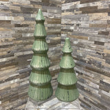 2pc Set Decorative Christmas Trees HOLIDAY ITEMS Green 4Wx13.5H largest