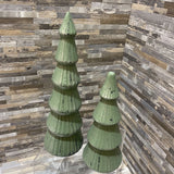2pc Set Decorative Christmas Trees HOLIDAY ITEMS Green 4Wx13.5H largest