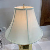 Regency Style Brass Hexagonal Ginger Jar Base w/ Flared Raw Silk Shade TABLE LAMP 15.5Wx26H