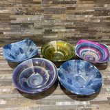 Set pf 5 Colorful Reverse Painted Glass Bowls ACCESSORIES 8Wx2.5H