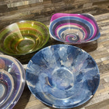 Set pf 5 Colorful Reverse Painted Glass Bowls ACCESSORIES 8Wx2.5H