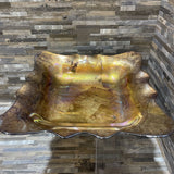 Reverse Painted Wavy Edge Glass Platter ACCESSORIES 14Wx3H