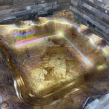 Reverse Painted Wavy Edge Glass Platter ACCESSORIES 14Wx3H