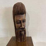 Jamaican Carved Wood Man's Head Figure ACCESSORIES 3Wx9.5H