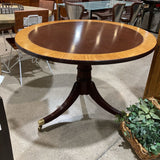 Baker Funiture Georgian Banded Mahogany Pedestal Table On Casters DINING TABLE 41.5d30h