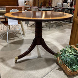 Baker Funiture Georgian Banded Mahogany Pedestal Table On Casters DINING TABLE 41.5d30h