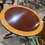Baker Funiture Georgian Banded Mahogany Pedestal Table On Casters DINING TABLE 41.5d30h