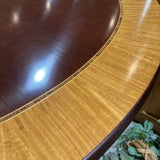 Baker Funiture Georgian Banded Mahogany Pedestal Table On Casters DINING TABLE 41.5d30h