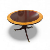 Baker Funiture Georgian Banded Mahogany Pedestal Table On Casters DINING TABLE 41.5d30h