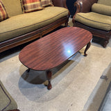 Footed Oval Cherry COFFEE/COCKTAIL TABLE 49.5w23.5d16.5h