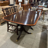 Stickley Banded Chippendale Double Pedestal Mahogany DINING TABLE 67.5w44d30h
