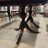 Stickley Banded Chippendale Double Pedestal Mahogany DINING TABLE 67.5w44d30h