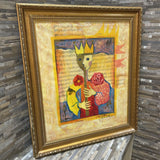 Mixed Media Flutist In Ornate Frame ART WORK 24x28