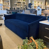 Restoration Hardware Italian Shelter Curved Arm SOFA Indigo Merino Wool Velvet 84w32d28h