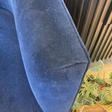 Restoration Hardware Italian Shelter Curved Arm SOFA Indigo Merino Wool Velvet 84w32d28h