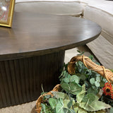 Terra Oval Fluted Lift-Top COFFEE/COCKTAIL TABLE Dark Brown 48w28d15h
