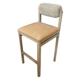 Thayer Bar Height Leather Shearling Wool Back BAR/COUNTER STOOL Tan 18Wx19.75Dx40H