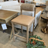 Thayer Bar Height Leather Shearling Wool Back BAR/COUNTER STOOL Tan 18Wx19.75Dx40H