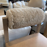 Thayer Bar Height Leather Shearling Wool Back BAR/COUNTER STOOL Tan 18Wx19.75Dx40H