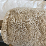 Thayer Bar Height Leather Shearling Wool Back BAR/COUNTER STOOL Tan 18Wx19.75Dx40H