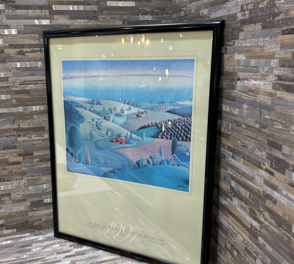 Framed Harbor County Michigan Landscape Poster ART WORK 23x29