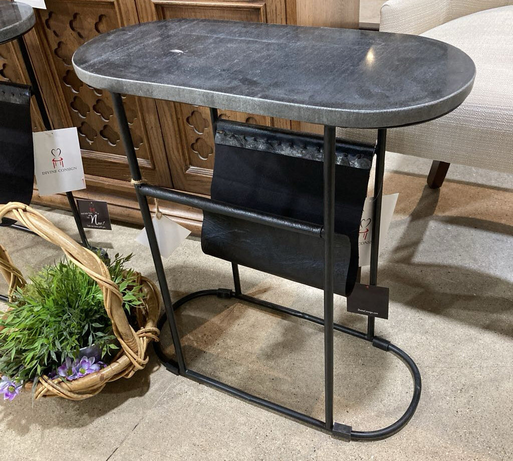 Bloomhome Roxy Leather Magazine Table SIDE TABLE 22w9.5d23.5h