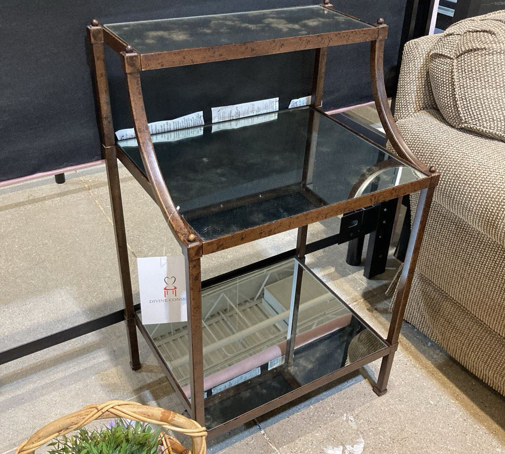 Pottery Barn Tiered Glass Top Etagere NIGHTSTAND 21w16d35h