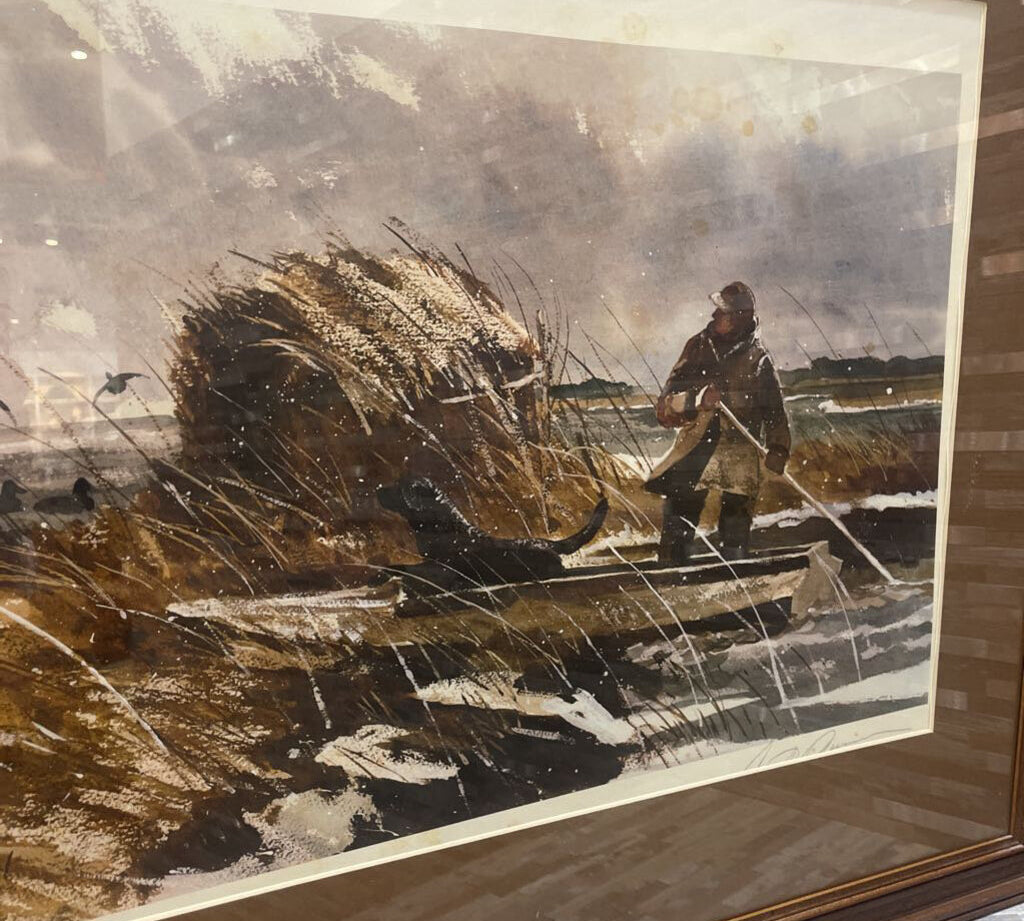 Hunters of the Marsh" Hand Signed By Chet Reneson Print ART WORK 37Wx29H