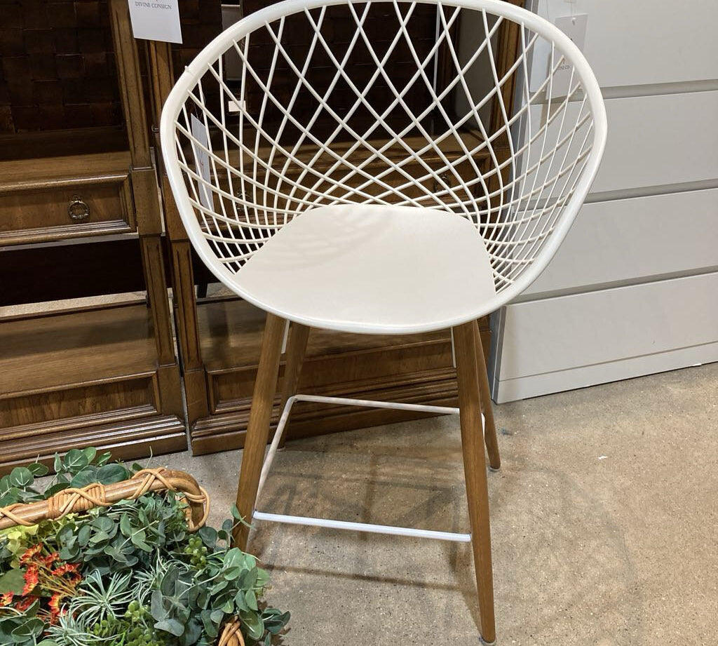 CB2 Sidera Counter Height BAR/COUNTER STOOL White 25Wx20Dx37.5H