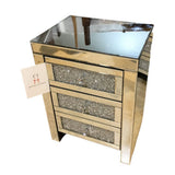 Nissy Mirrored 3-Drawer NIGHTSTAND 17w13.5d24h