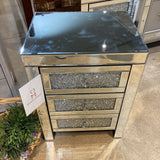 Nissy Mirrored 3-Drawer NIGHTSTAND 17w13.5d24h