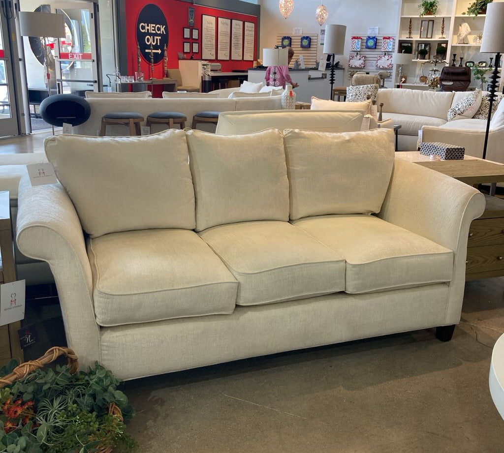 Walter E Smithe Riley Chenille Chenille 3-Seat SOFA Ivory 78Wx35Dx28H
