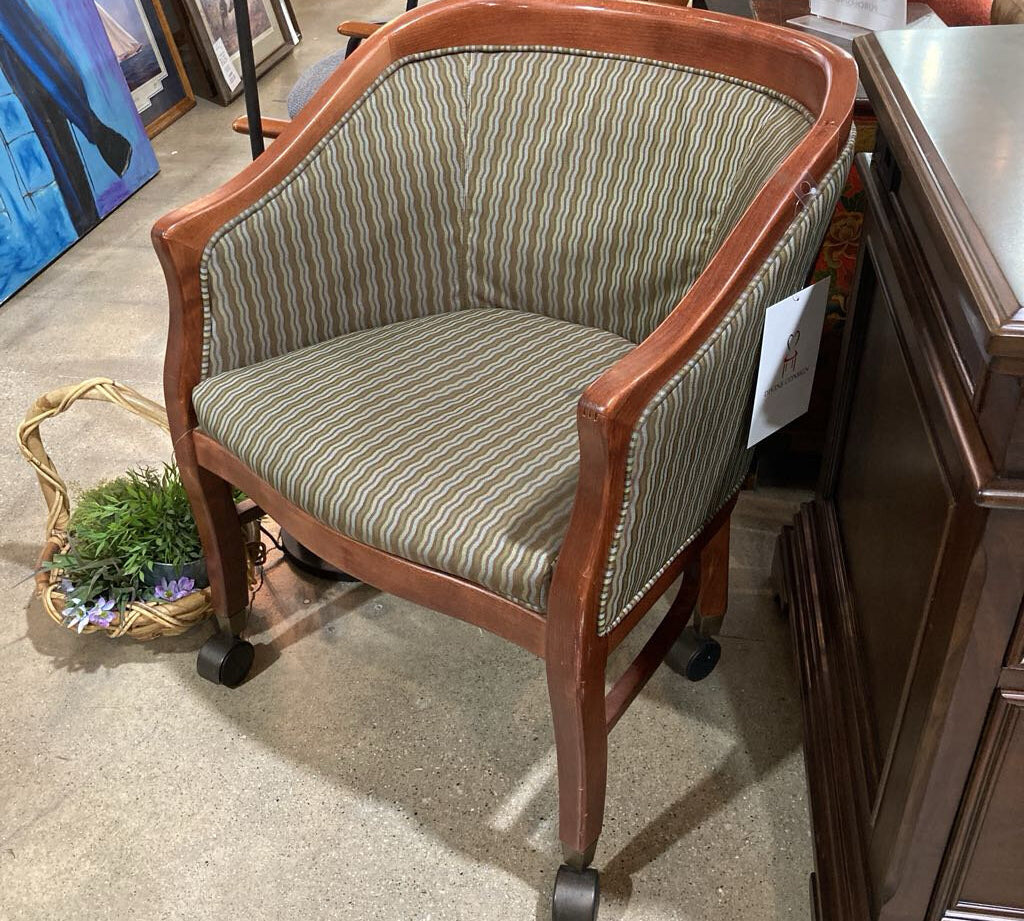 Empire Style Patterned Chair On Casters CHAIR 24w22d32h