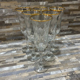 6pc Set Gold Rimmed Champagne Flutes ACCESSORIES 2.5d8.5h