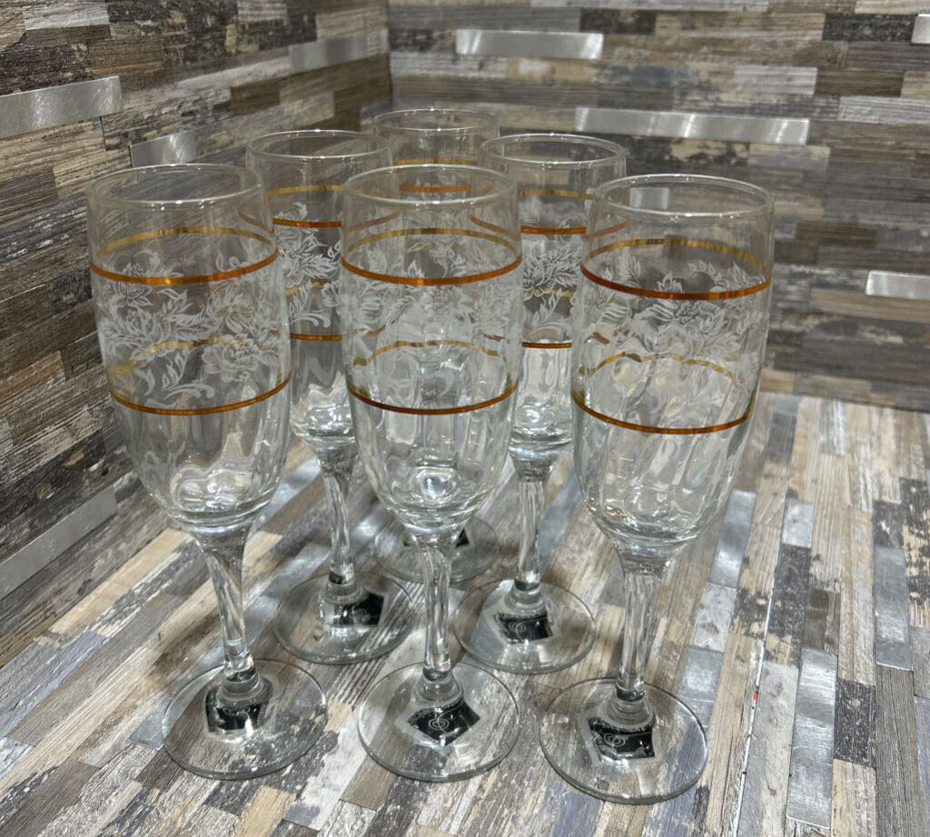 6pc Set Duchess Etched Champagne Flutes ACCESSORIES 2d8h