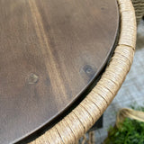 Wood Top Round Wicker SIDE TABLE 16Wx25H