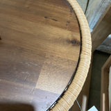 Wood Top Round Wicker SIDE TABLE 16Wx25H