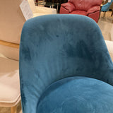 West Elm Counter Height Velveteen Swivel Wood Base BAR/COUNTER STOOL Blue 20Wx20Dx38H