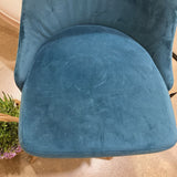 West Elm Counter Height Velveteen Swivel Wood Base BAR/COUNTER STOOL Blue 20Wx20Dx38H