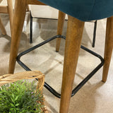 West Elm Counter Height Velveteen Swivel Wood Base BAR/COUNTER STOOL Blue 20Wx20Dx38H